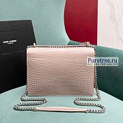 YSL | Sunset Medium Chain Bag Light Pink Crocodile Embossed Leather 22x16x9 cm - 3