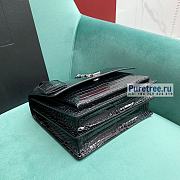 YSL | Sunset Medium Chain Bag Black Crocodile Embossed Leather Silver Metal 22x16x9 cm - 2