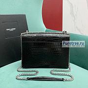 YSL | Sunset Medium Chain Bag Black Crocodile Embossed Leather Silver Metal 22x16x9 cm - 3