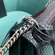 YSL | Sunset Medium Chain Bag Black Crocodile Embossed Leather Silver Metal 22x16x9 cm - 4