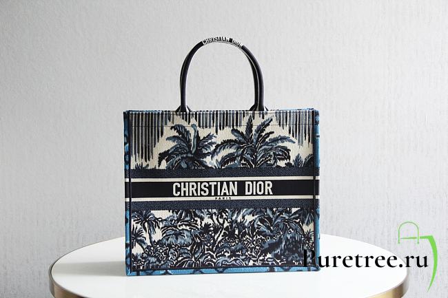 DIOR | Large Dior Book Tote Palms Tree Embroidered size 41.5x34.5x16 cm - 1