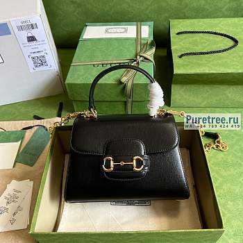 GUCCI | Horsebit 1955 Mini Bag Black Leather 703848 size 22x16x10.5 cm