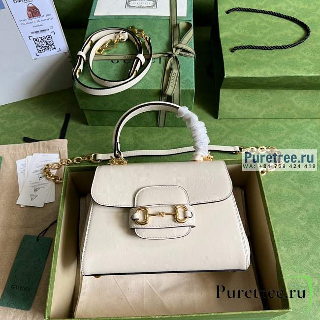 GUCCI | Horsebit 1955 Mini Bag White Leather 703848 size 22x16x10.5 cm - 1