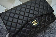 CHANEL | Lambskin Leather Flap Bag With Gold/Silver Hardware Black 33cm - 4