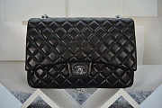 CHANEL | Lambskin Leather Flap Bag With Gold/Silver Hardware Black 33cm - 2