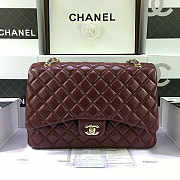 CHANEL | Lambskin Leather Flap Bag Maroon Red With Gold/Silver Hardware 33cm - 4