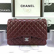 CHANEL | Lambskin Leather Flap Bag Maroon Red With Gold/Silver Hardware 33cm - 2