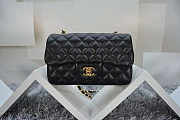 CHANEL | Lambskin Leather Flap Bag With Gold/Silver Hardware Black 20cm - 3