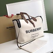 BURBERRY | Medium Logo Print Canvas Tote Bag Ivory/Brown size 35x15x31 cm - 6