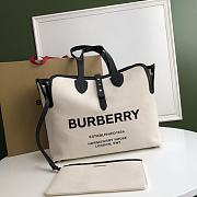 BURBERRY | Medium Logo Print Canvas Tote Bag Ivory/Black size 35x15x31 cm - 1
