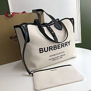 BURBERRY | Medium Logo Print Canvas Tote Bag Ivory/Black size 35x15x31 cm - 5