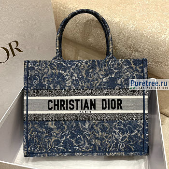 DIOR | Medium Book Tote Denim Blue Dior Brocart Motif 36x18x28 cm
