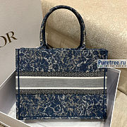 DIOR | Medium Book Tote Denim Blue Dior Brocart Motif 36x18x28 cm - 4