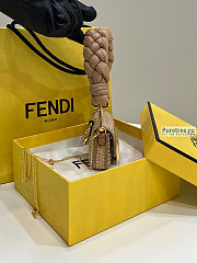FENDI | Nano Baguette Charm Beige Raffia Charm size 11.5x2.5x7 cm - 4