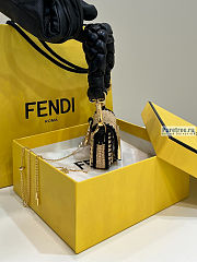 FENDI | Nano Baguette Charm Beige Raffia Charm Black size 11.5x2.5x7 cm - 3