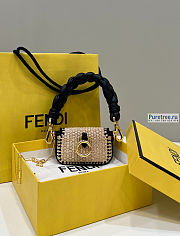 FENDI | Nano Baguette Charm Beige Raffia Charm Black size 11.5x2.5x7 cm - 4