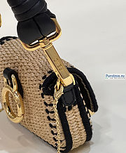 FENDI | Nano Baguette Charm Beige Raffia Charm Black size 11.5x2.5x7 cm - 2