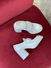 Prada High-Heeled Brushed White Leather Loafers 85 mm - 5