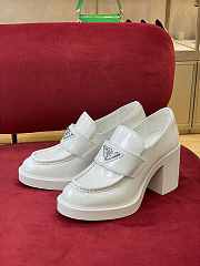 Prada High-Heeled Brushed White Leather Loafers 85 mm - 3