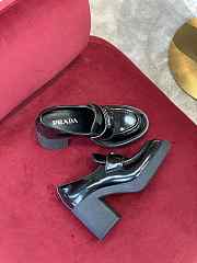 Prada High-Heeled Brushed Black Leather Loafers 85 mm - 3