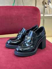 Prada High-Heeled Brushed Black Leather Loafers 85 mm - 2