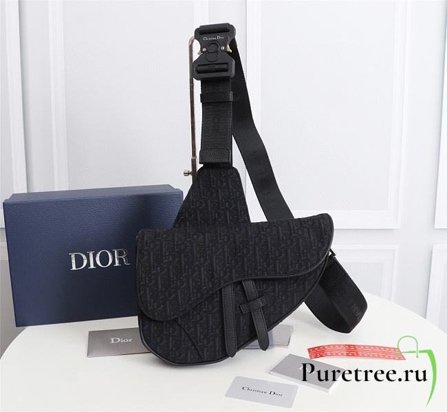 DIOR Saddle Bag Black Dior Oblique Jacquard 20 x 28.6 x 5 cm - 1