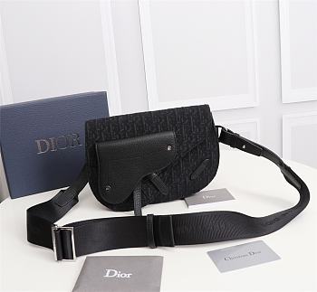 DIOR | Saddle Pouch Black Dior Oblique Jacquard 24×17.5×5 cm