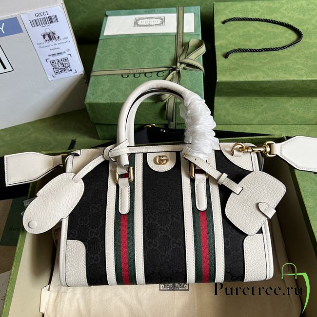 GUCCI | Small Top Handle With Double G Black/White Smooth Leather 27x18x14 cm - 1