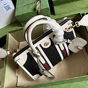 GUCCI | Small Top Handle With Double G Black/White Smooth Leather 27x18x14 cm - 3