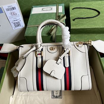 GUCCI | Small Top Handle With Double G White Smooth Leather 27x18x14 cm