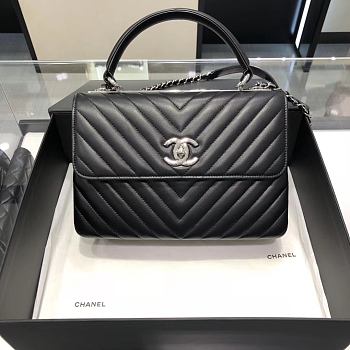 Chanel Trendy CC Black Flap Bag Silver Hardware size 25 x 18 x 7 cm