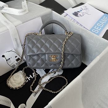 Chanel Mini Classic Top Handle Flap Gray Bag 20 x 12 x 6 cm