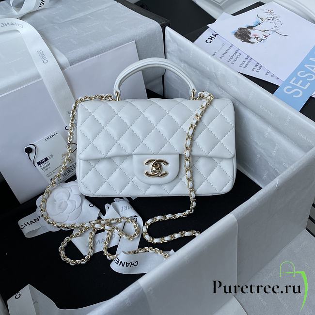 Chanel Mini Classic Top Handle Flap White Bag 20 x 12 x 6 cm - 1