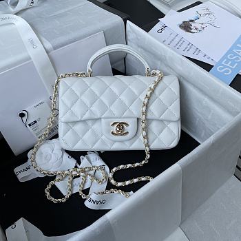 Chanel Mini Classic Top Handle Flap White Bag 20 x 12 x 6 cm