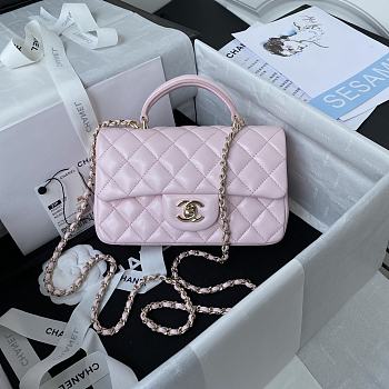 Chanel Mini Classic Top Handle Flap Light Pink Bag 20 x 12 x 6 cm