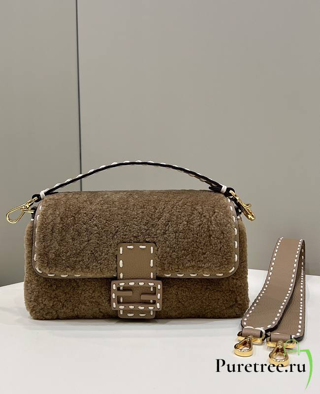 FENDI | Baguette Brown Sheepskin Bag size 27×6×15 cm - 1