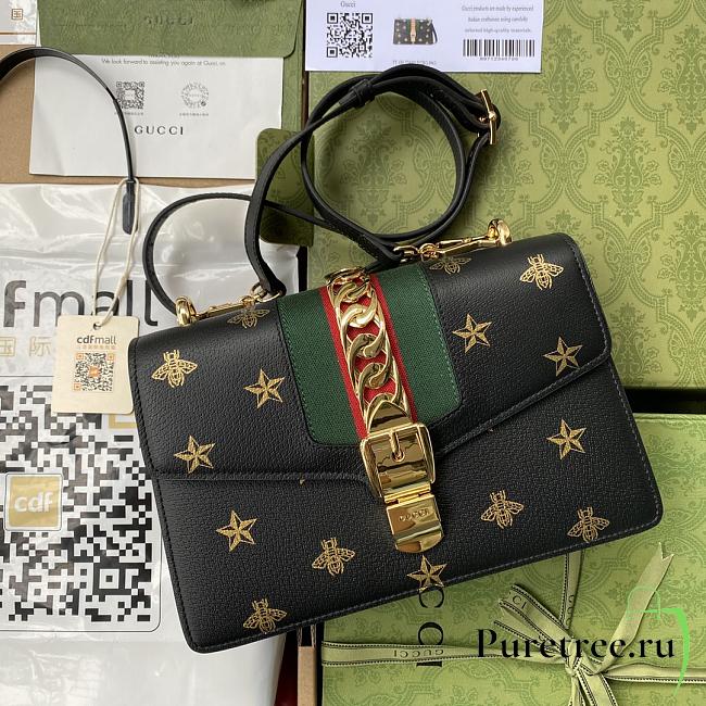 Gucci Sylvie Small Shoulder Bag Black 524405 size 25.5x17x8 cm - 1