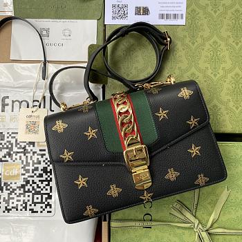 Gucci Sylvie Small Shoulder Bag Black 524405 size 25.5x17x8 cm