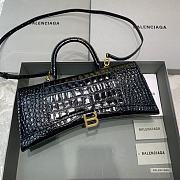 Balenciaga | Hourglass Stretch Crocodile Embossed Leather Black Gold Hardware 35cm - 1