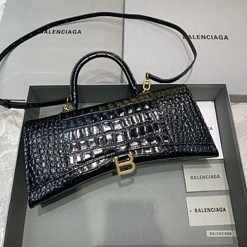 Balenciaga | Hourglass Stretch Crocodile Embossed Leather Black Gold Hardware 35cm