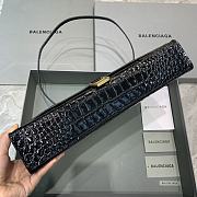 Balenciaga | Hourglass Stretch Crocodile Embossed Leather Black Gold Hardware 35cm - 4
