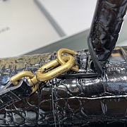 Balenciaga | Hourglass Stretch Crocodile Embossed Leather Black Gold Hardware 35cm - 3