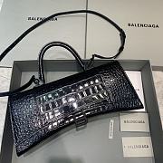 Balenciaga | Hourglass Stretch Crocodile Embossed Leather All Black 35cm - 1