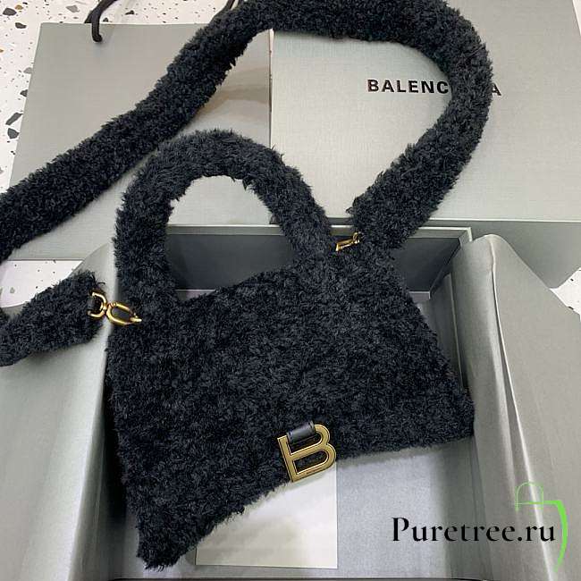 Balenciaga Furry Hourglass Small Handbag Black size 23x10x14 cm - 1