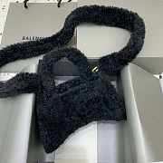 Balenciaga Furry Hourglass Xs Handbag With Strap Black size 19x8x11 cm - 6