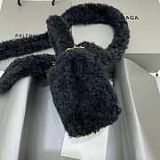 Balenciaga Furry Hourglass Xs Handbag With Strap Black size 19x8x11 cm - 5