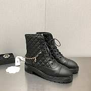 Chanel Lace-Ups Lambskin & Grained Calfskin Black Short Boots 40mm - 1