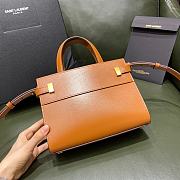 YSL Manhattan Nano Shopping Bag Brown Smooth Leather 21x16x9 cm - 6