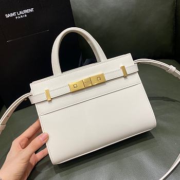 YSL Manhattan Nano Shopping Bag White Smooth Leather 21x16x9 cm