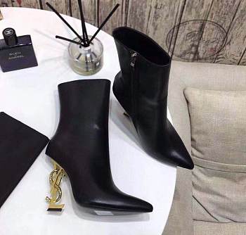 YSL Opyum Leather Ankle Boots Black 